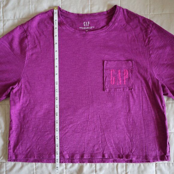 Gap Organic Cotton Purple Cropped Pocket T-Shirt - Picture 4 of 5